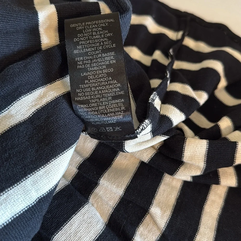 Tibi Women’s Striped Knit Dress Fit Flare Short Sleeves Black/White Size 2 New